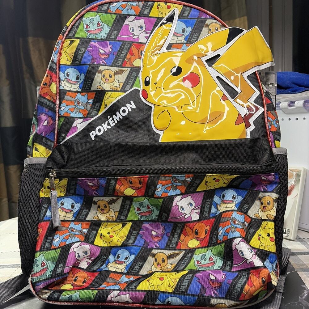 Pokemon Pikachu and Friends Full Size Backpack With Puffy Decal. Great Condition